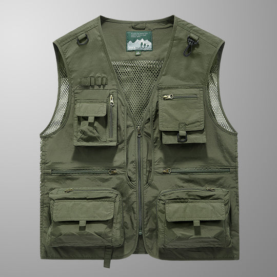 Herren Multifunktionale Angler- und Utility‑Weste mit Mesh‑Einsätzen und Mehrfach‑Taschen Nord Taschen