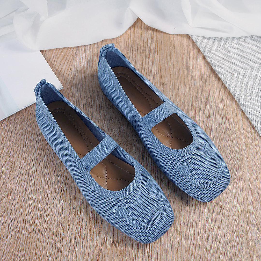 Damen  leichte Strick-Ballerina mit Mary-Jane Riemen und gepolstertem Komfortfußbett Nord Taschen