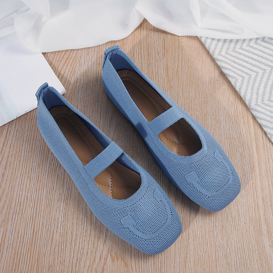 Damen  leichte Strick-Ballerina mit Mary-Jane Riemen und gepolstertem Komfortfußbett Nord Taschen