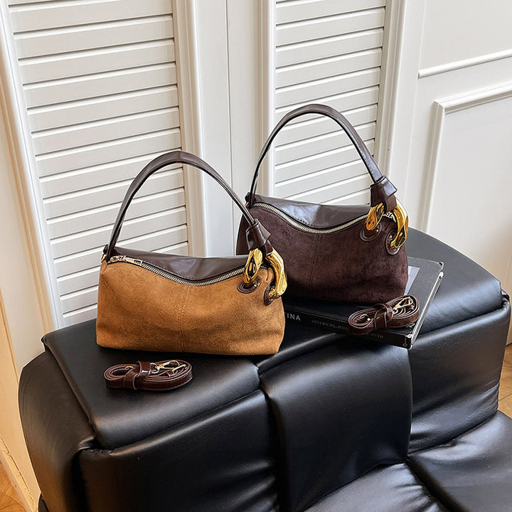 Damen Umhängetasche aus hochwertigem Wildleder mit elegantem Glanz Nord Taschen