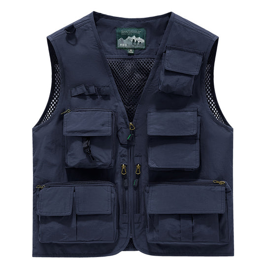 Herren Multifunktionale Outdoor‑Utilityweste mit Mesh‑Rücken, Mehrfach‑Fronttaschen und durchgehendem Reißverschluss Nord Taschen