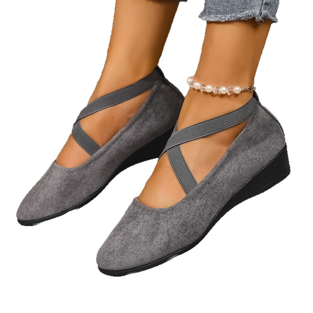 Damen  minimalistische Samt-Ballerina mit dekorativer Fußkette und ergonomischem Komfortfußbett Nord Taschen