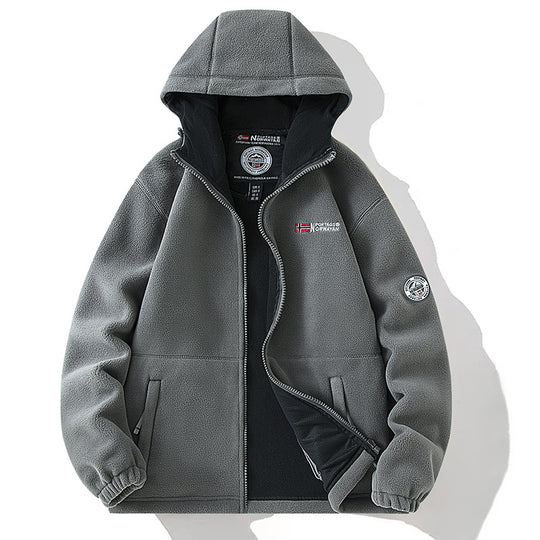 Damen Kapuzen-Fleecejacke mit wärmendem Teddyfutter und Reißverschluss Nord Taschen