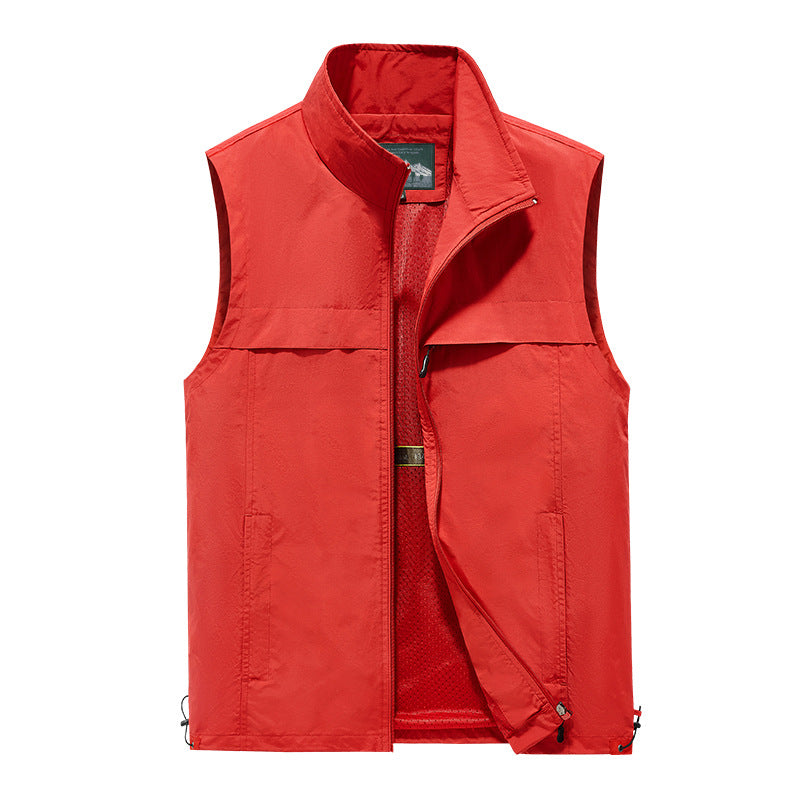 Herren  leichte winddichte Outdoor-Weste mit Stehkragen und Reißverschlusstaschen Nord Taschen