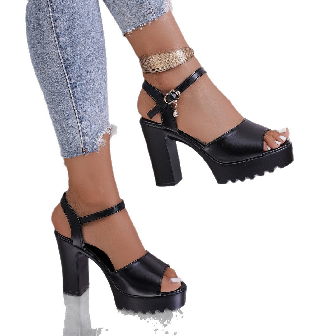 Damen Plateau-High-Heels mit verstellbarem Riemendesign und komfortablem Blockabsatz