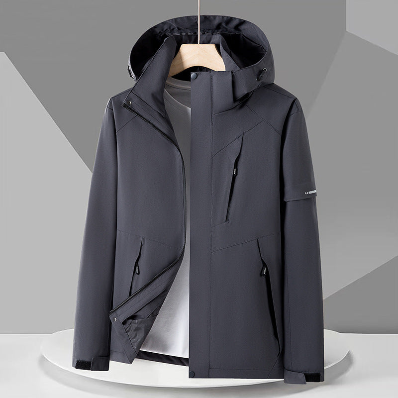 Herren Technische Softshelljacke mit Kapuze, winddichter Membran und Brust-Reißverschlusstasche Nord Taschen