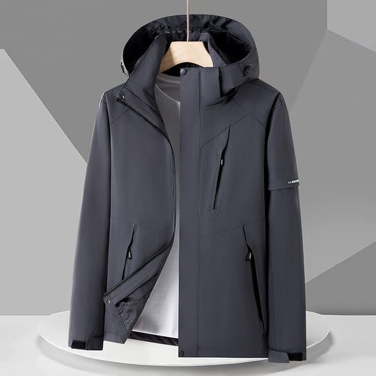 Herren Technische Softshelljacke mit Kapuze, winddichter Membran und Brust-Reißverschlusstasche Nord Taschen