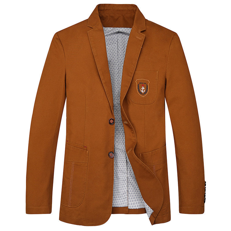 Herren Baumwoll-Blazer im Casual-Worker-Stil mit Brusttasche und Emblem Nord Taschen