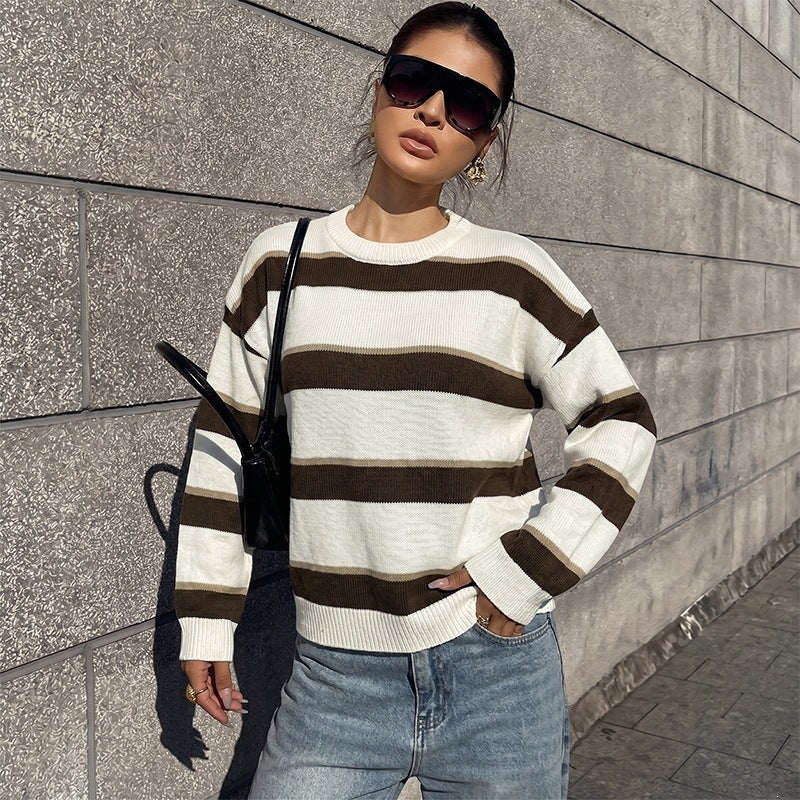 Damen Gemusterter Strickpullover Nord Taschen