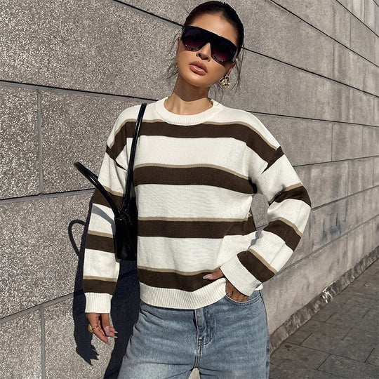 Damen Gemusterter Strickpullover Nord Taschen