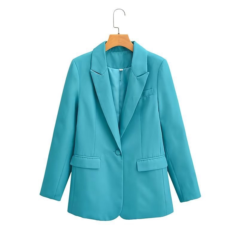 Damen Oversize-Blazer mit fallendem Revers Ein-Knopf-Verschluss und Pattentaschen Nord Taschen