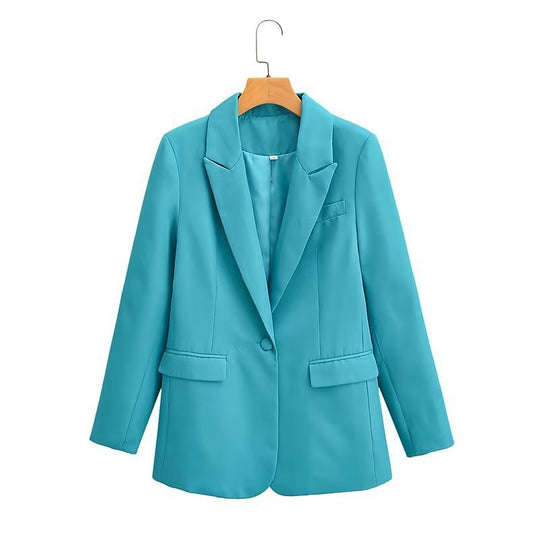 Damen Oversize-Blazer mit fallendem Revers Ein-Knopf-Verschluss und Pattentaschen Nord Taschen