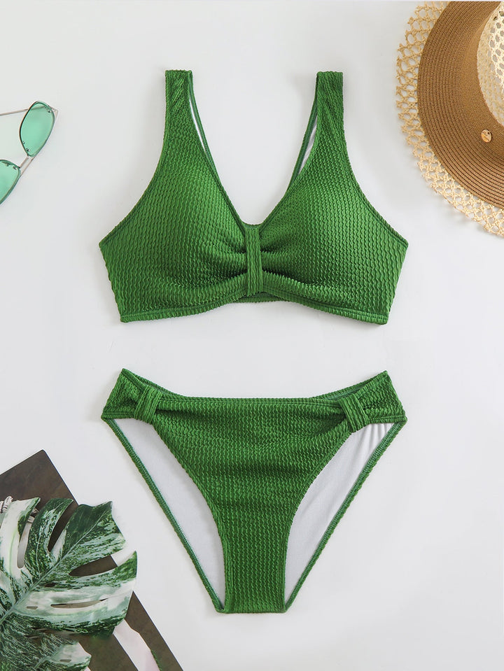 Damen Zweiteiliger Bikini mit verspieltem Wellenmuster