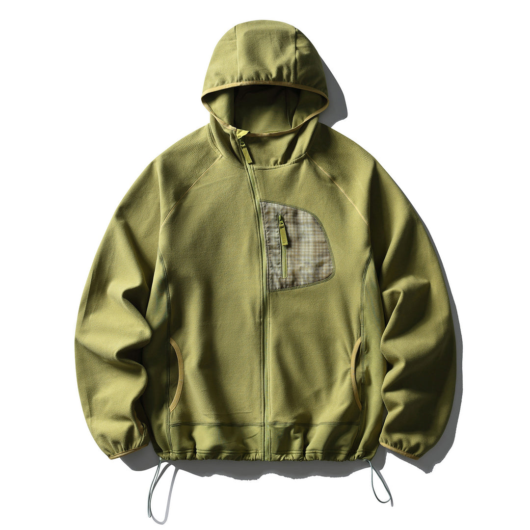 Unisex Leichte Tech-Fleece Kapuzenjacke mit Frontreißverschluss, Brust-Zip-Tasche und Kordelzugsaum Nord Taschen