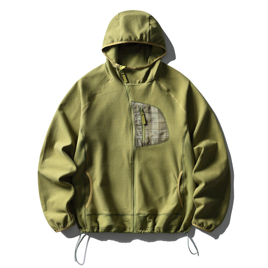 Unisex Leichte Tech-Fleece Kapuzenjacke mit Frontreißverschluss, Brust-Zip-Tasche und Kordelzugsaum Nord Taschen