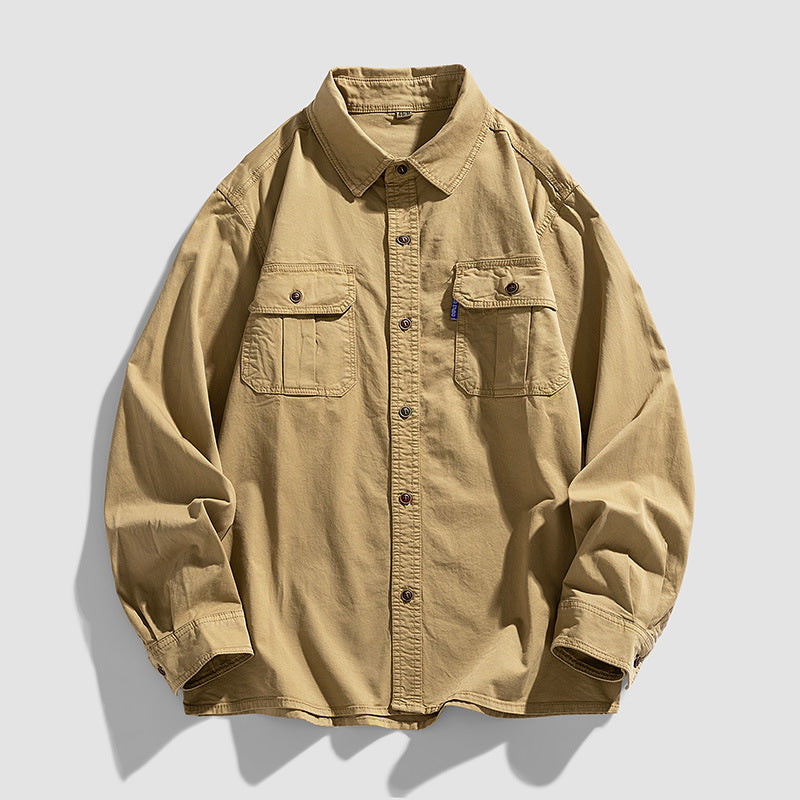 Herren Overshirt aus robustem Baumwoll-Twill mit Pattentaschen und durchgehender Knopfleiste Nord Taschen