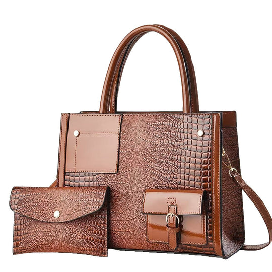 Damen Handtasche mit strukturiertem Schlangenleder-Look und abnehmbarer Mini-Clutch Nord Taschen