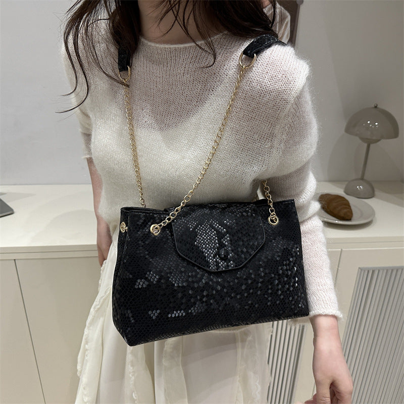 Damen elegante Umhängetasche mit schimmerndem Schlangenprägung Nord Taschen