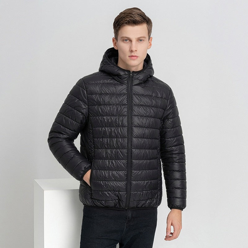 Herren Packbare Minimalistische Stepp-Kapuzenjacke mit wasserabweisender Außenlage & Thermofaser Nord Taschen