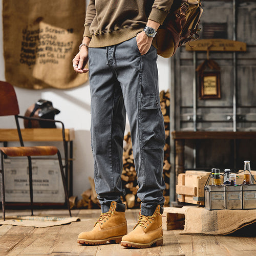 Herren Cargo-Joggerhose aus Baumwoll-Twill mit Kordelzug, Cargotaschen und elastischen Bündchen Nord Taschen