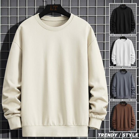 Herren Schlichtes Oversize Rundhals‑Sweatshirt aus schwerer Baumwollmischung mit gerippten Bündchen Nord Taschen