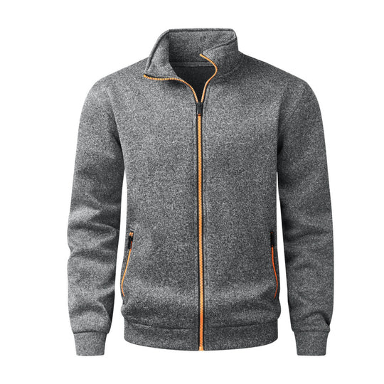 Herren Fleece-Strickjacke mit durchgehendem Reißverschluss, Stehkragen & Neon-Kontrastdetails Nord Taschen