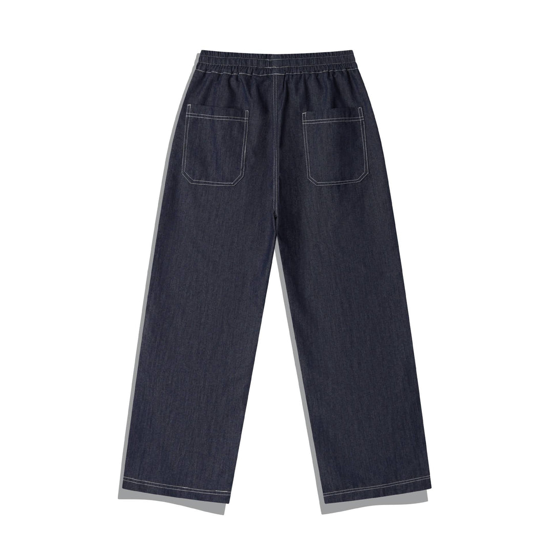 Damen Weite Denim-Cargo-Culotte mit elastischem Bund und Kontraststeppung Nord Taschen