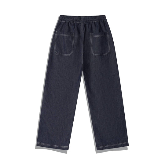 Damen Weite Denim-Cargo-Culotte mit elastischem Bund und Kontraststeppung Nord Taschen