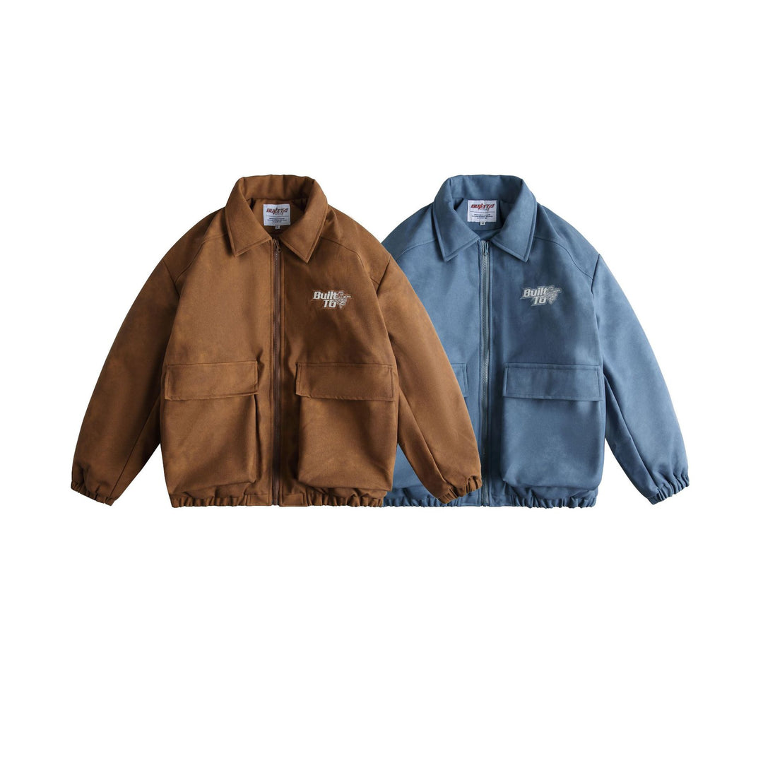 Herren Boxy Suede-Optik Blousonjacke mit aufgesetzten Pattentaschen Nord Taschen