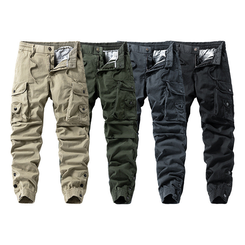 Herren Taktische Cargo-Joggerhose mit Tunnelzugbund und verstellbaren Druckknopf‑Taschen Nord Taschen