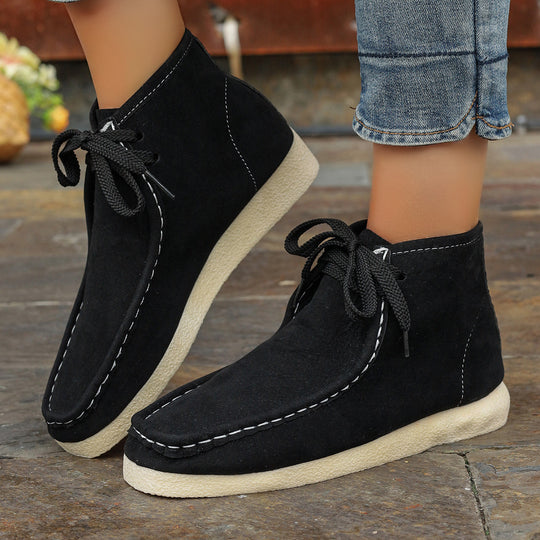 Damen  knöchelhohe Schnürboots mit Mokassinnaht, weicher Innensohle und crepe Sohle Nord Taschen