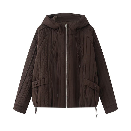 Damen Steppjacke mit Kapuze, Tunnelzug und weitem Schnitt Nord Taschen