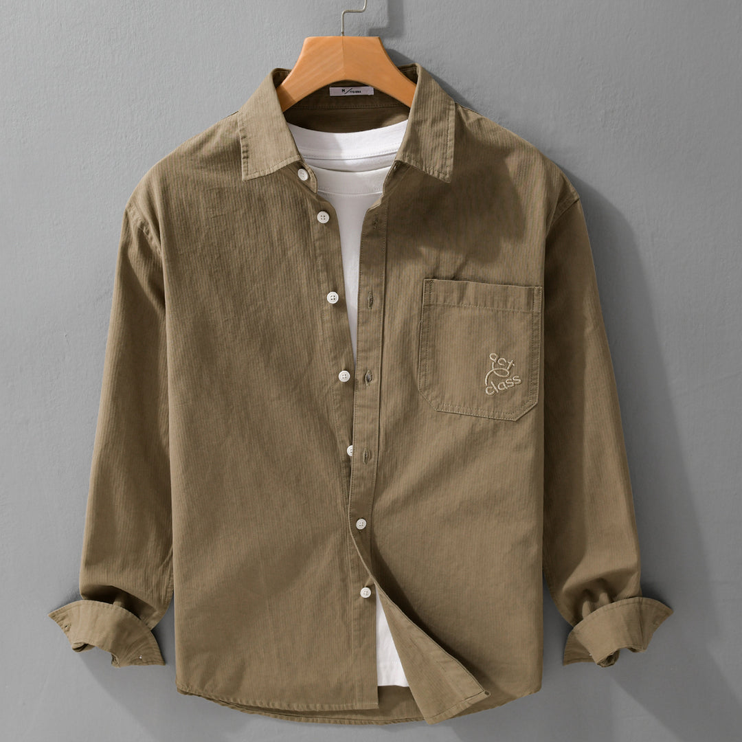 Herren Feines Cord-Überhemd im Overshirt-Stil mit Kentkragen und aufgesetzter Brusttasche Nord Taschen