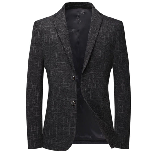 Herren Elegantes Slim-Fit Sakko aus Wollmix mit geometrischer Struktur und leichter Thermofütterung Nord Taschen