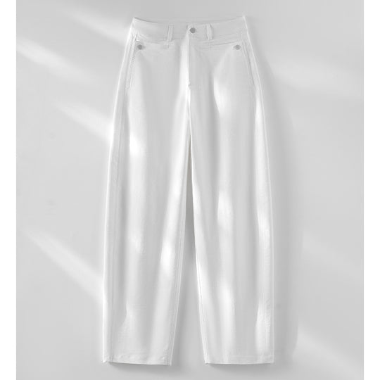 Damen Hochgeschnittene Weitbein-Hose aus fließendem Viskosemix mit Bügelfalte und Eingrifftaschen Nord Taschen