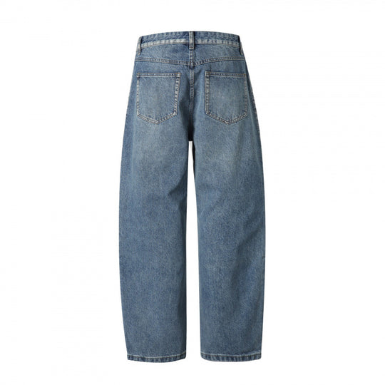 Damen Hochtaillierte Jeans mit Bundfalte, geradem Schnitt und weitem Bein Nord Taschen