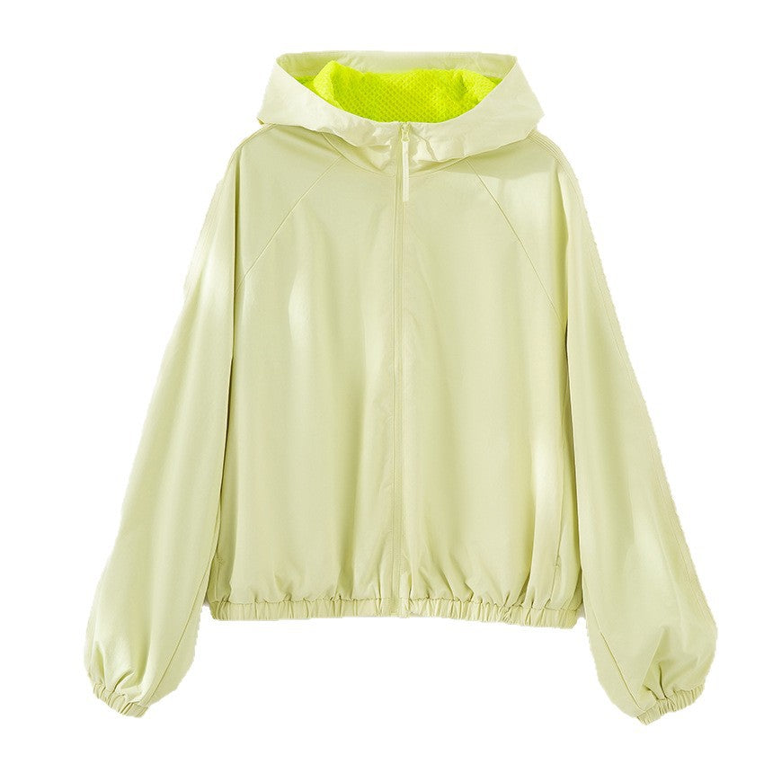 Damen Leichte Kapuzenjacke mit Kurzreißverschluss, Raglanärmeln und elastischem Saum Nord Taschen