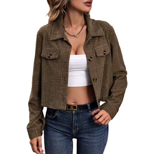 Damen Geprägte kurze Jacke Nord Taschen