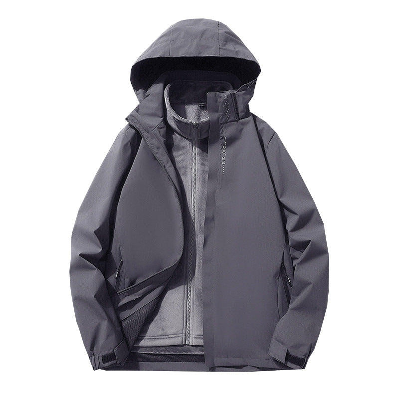 Herren Dreilagige wasserdichte Outdoor-Softshelljacke mit abnehmbarer Fleece-Innenjacke Nord Taschen