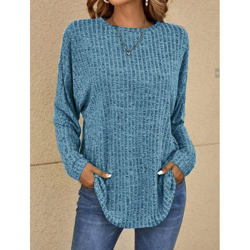 Damen Oversized Struktur-Strickpullover mit Rundhals und Eingrifftaschen Nord Taschen
