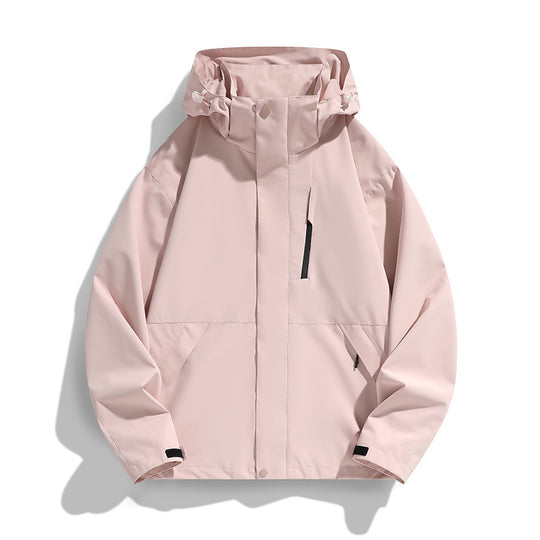 Damen Oversize Softshell-Kapuzenjacke mit Drop-Shoulder, verdeckten Reißverschlüssen und Kordelzug Nord Taschen