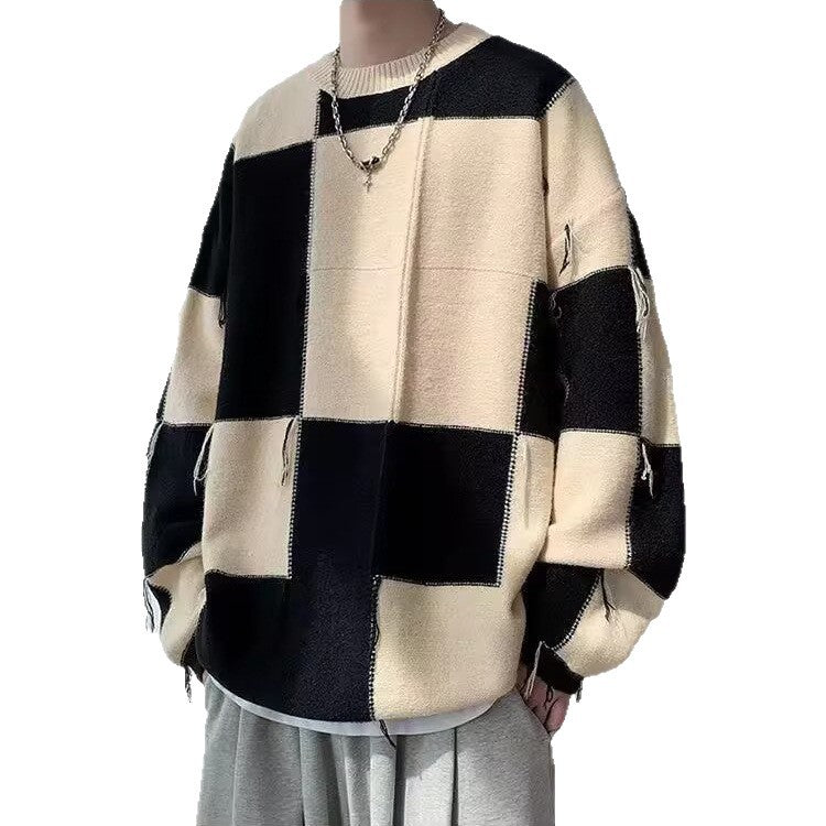 Herren Grobstrick Pullover Nord Taschen