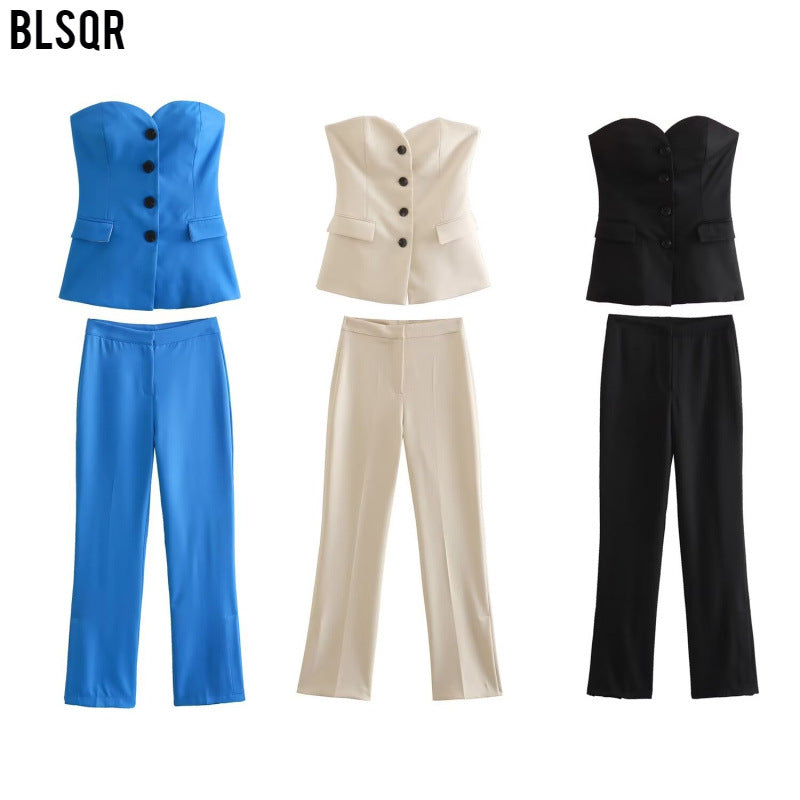 Damen Elegante Stretch-Hose mit geradem Bein und Bügelfalte Nord Taschen