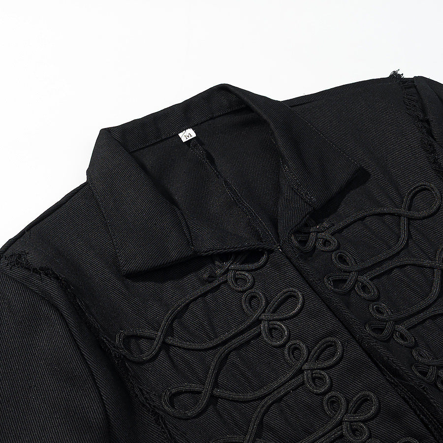 Damen Kurzjacke im Militärstil mit Zierkordeln und Fransen Nord Taschen