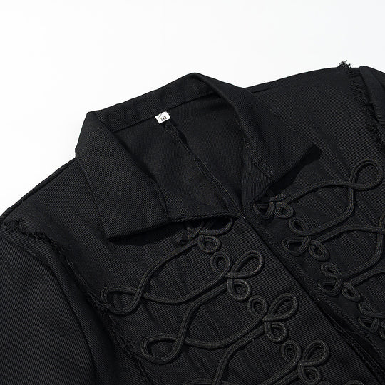 Damen Kurzjacke im Militärstil mit Zierkordeln und Fransen Nord Taschen