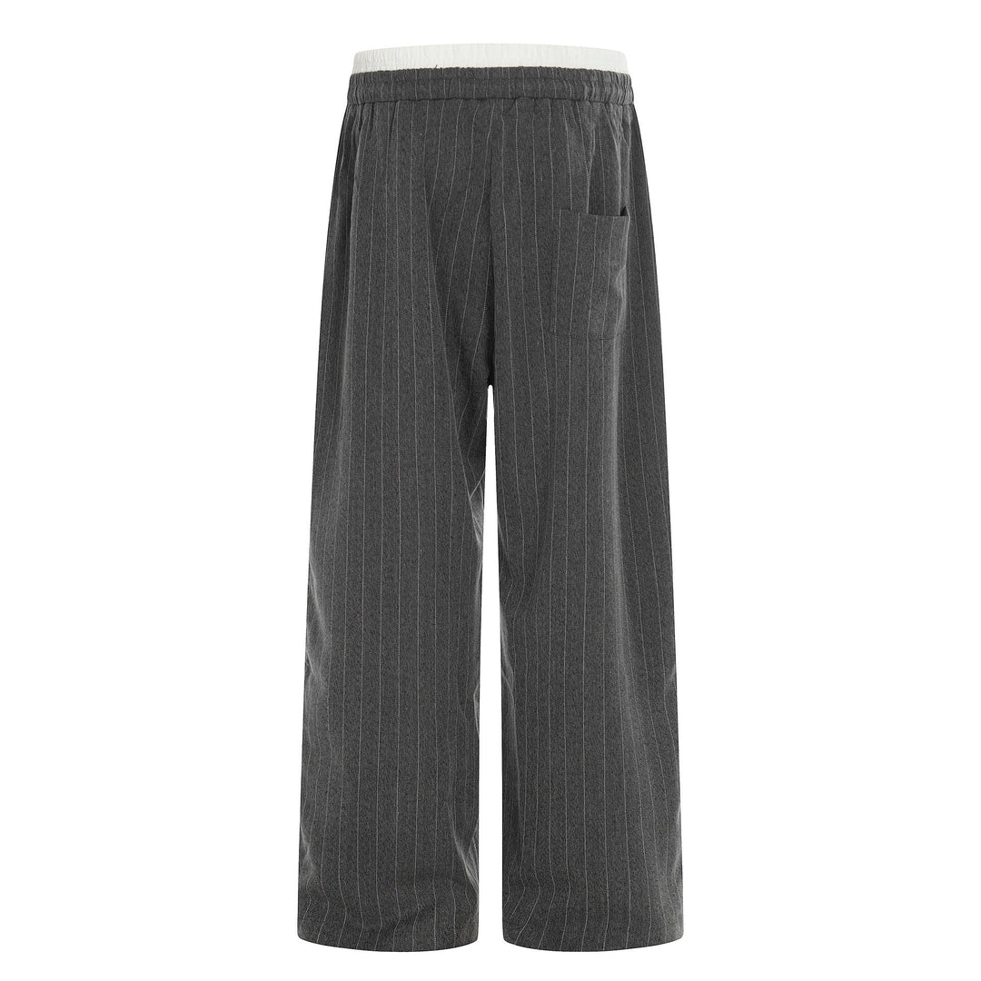 Damen Weite Pinstripe-Culotte-Hose mit elastischem Bund und Kordelzug Nord Taschen