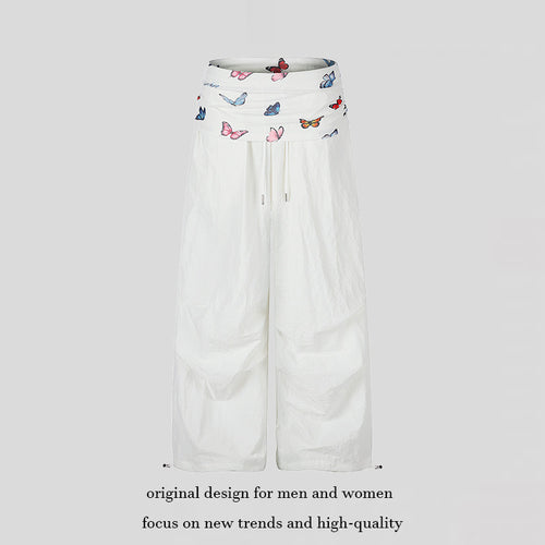 Damen Weite Palazzo-Loungehose mit gefaltetem Schmetterlingsbund und Kordelzug Nord Taschen