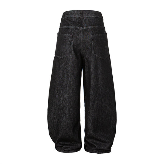 Damen Weite Harem-Denimhose mit hoher Taille und ballonförmigem Bein Nord Taschen