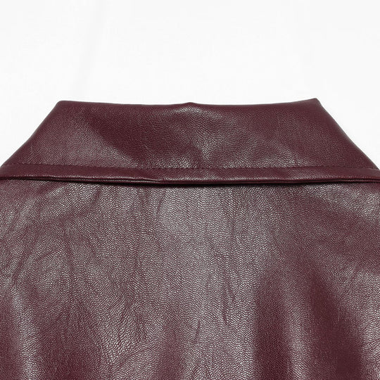 Damen Weiter Kunstleder-Blouson mit durchgehendem Reißverschluss, Hemdkragen und gerafftem Saum Nord Taschen