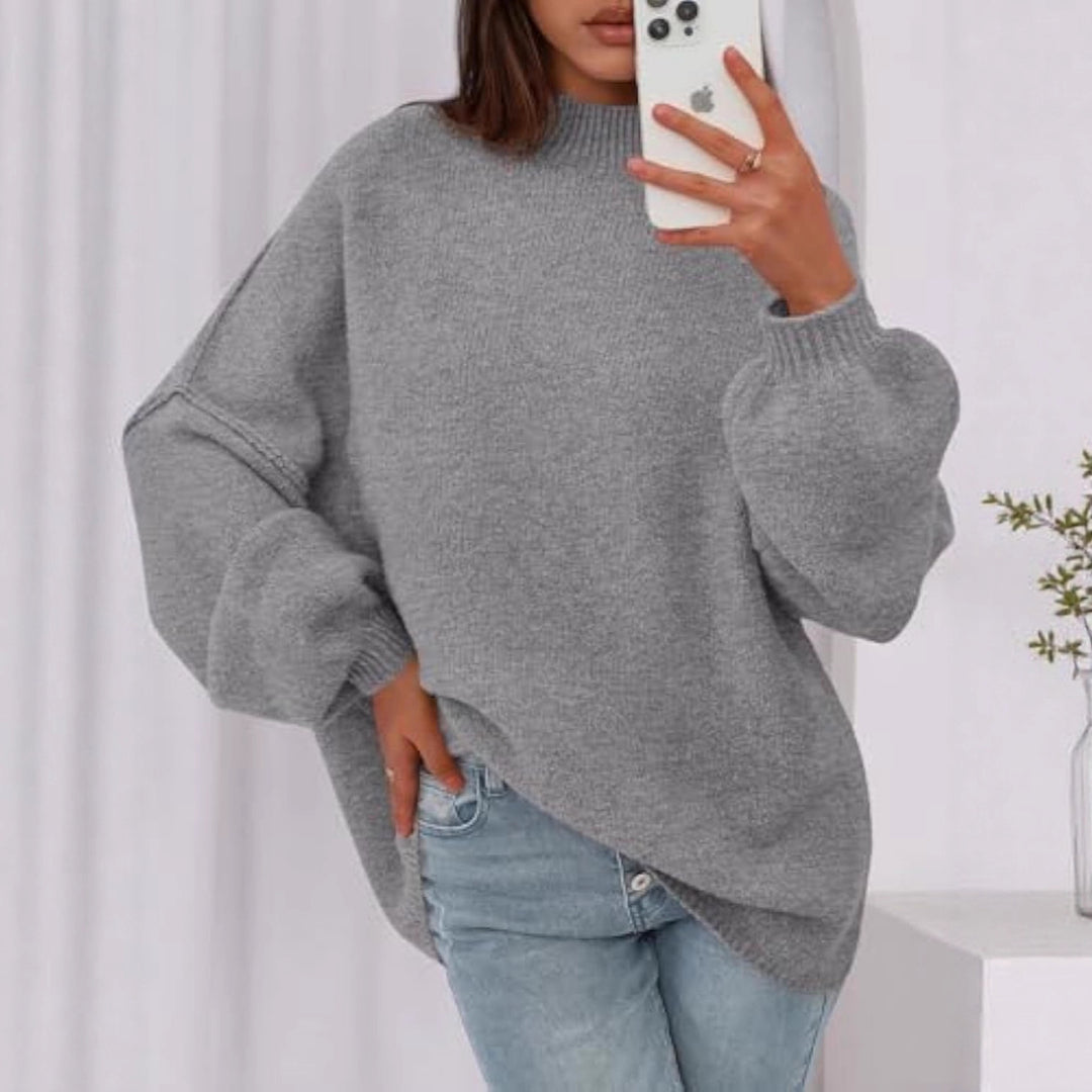 Damen Weicher Oversized Pullover Nord Taschen